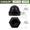 3/8-16 Acorn Cap Nuts, 10 PCS Black Coating Acorn Dome