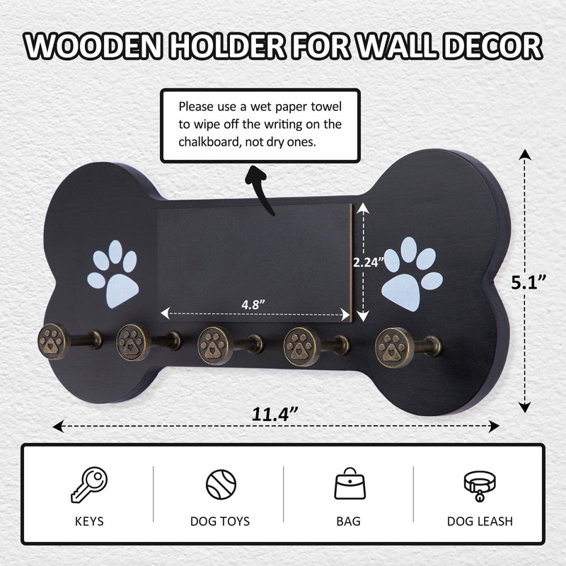 Nekon Dog Leash Holder for Wall - Wooden Key Holder