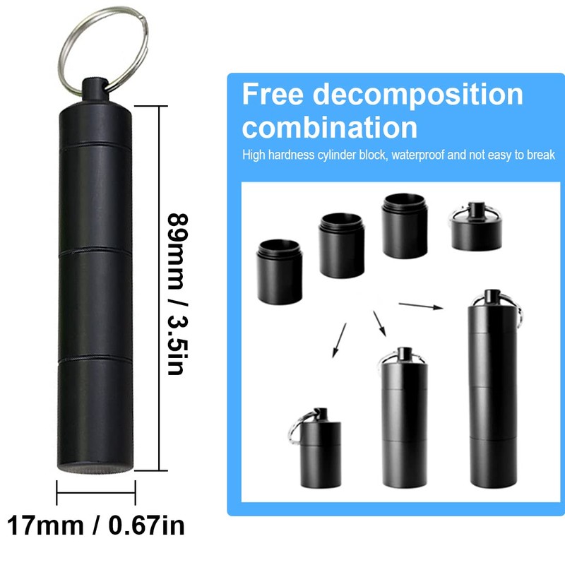 LIUJZZJ Pill Box Key Ring Waterproof with 3 Separable Compartments