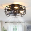 Youroke Farmhouse Caged Ceiling Fan with Light, Bladeless Flush Mount