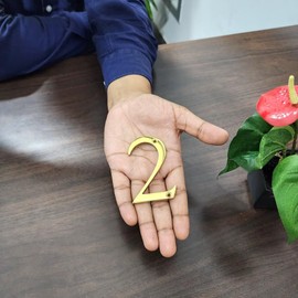 Clio 3-Inch Solid Brass Metal Letters For Outdoor Wall Decor Mailbox Numbers House Numbers For Outside, Address Plaques for House Numbers, House Number Sign (Number 2, Polished Brass)