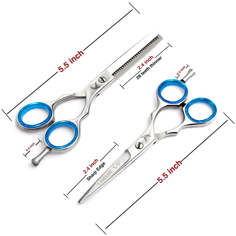 Hairdressing Barber Salon Scissors, Thinning Scissors set 5.5", New Silver