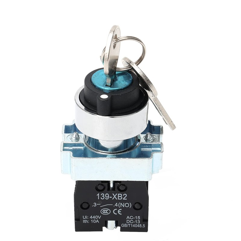 STARELO 22mm Key Switch 2 Position Maintained 1NO Latching Rotary