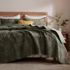 LEAONME Velvet Quilt Set Full/Queen Size 90''x98'', Lightweight Olive Green