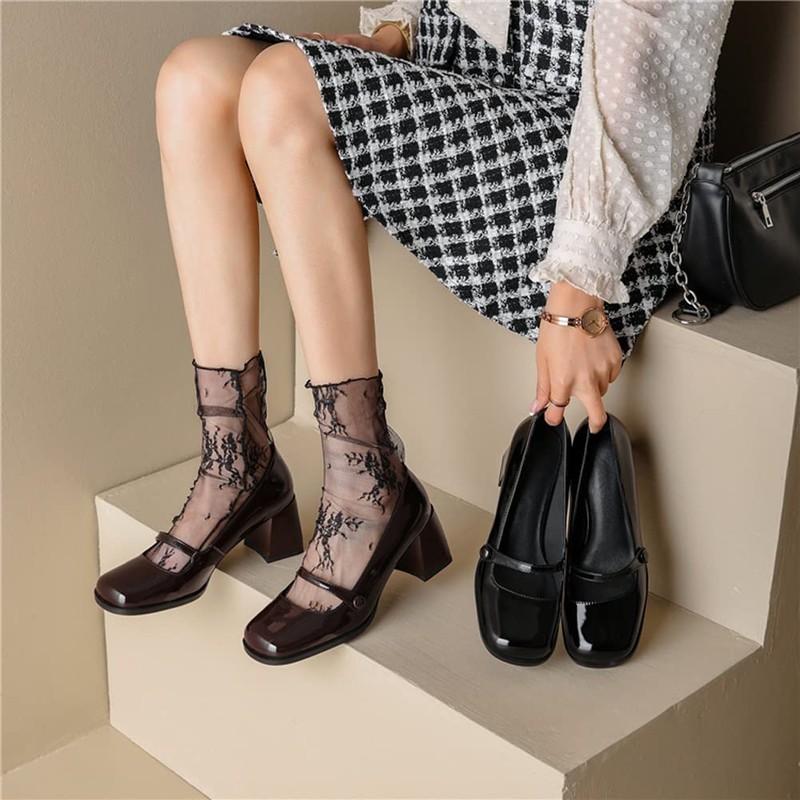 Ekieta Women's Summer Lace Socks, Cute, Transparent Lace Socks, Lolita,