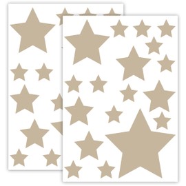 Wandkind Stars Set Children's Room 36 Pieces Star Stickers Starry Sky for Sticking Star Wall Sticker Wall Decoration (Beige)