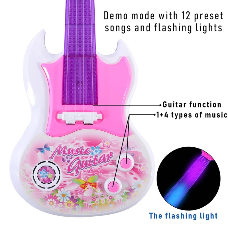carauto2000 Kids Electric Guitar Kids Musical Guitar Toy w/ Light