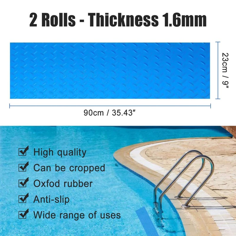 YUEWO 2 Rolls Swimming Pool Ladder Mat, Non-Slip Pool Step
