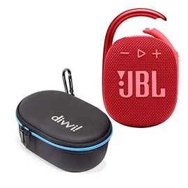 JBL Clip 4 Portable Bluetooth Wireless Speaker Bundle with divvi! Protective Hardshell Case - Red