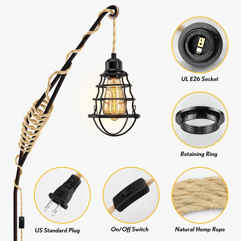 LYOOWNG Plug in Pendant Light Cord, Farmhouse Hanging Lights with
