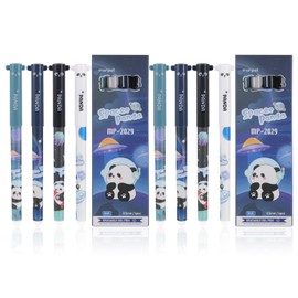 UICCVOKK 8 Pcs Erasable Pens,Erasable Neutral Pens Space Panda,0.5mmTip,Quick Dry Hot Rub Out Pen Cute Cartoon Pen Student Stationery Products(Blue)