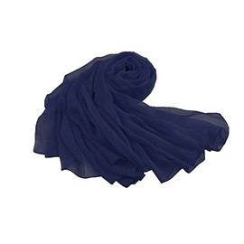 Flora Chiffon Bridal Bridesmaid Shawl Prom Wrap Draping Stole,90" L (Navy Blue)