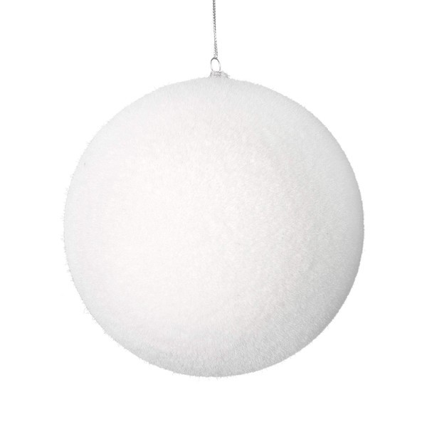 Vickerman 4" Christmas Ornament Flocked Ball, White Flocked Finish, Shatterproof