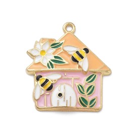 LiQunSweet 30 pcs Colorful House Theme Alloy Enamel Charms Spring Home Bee Flower Floral Leaf Charms for DIY Jewelry Bracelet Necklace Earring Craft Keychain Bag Decor
