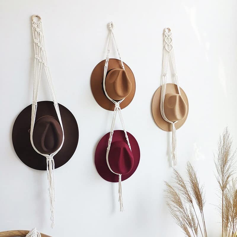 AIMALL Hat Hanger Western Hat Holder Hand-Woven Crochet Macrame Hat