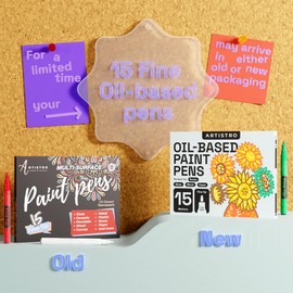 ARTISTRO 15 Oil-Based Permanent Paint Markers - Set of Fine Tip Markers for Wood, Rock, Fabric, Glass, Ceramic, Metal, Plastic, and More - Quick Dry, Waterproof, Permanent