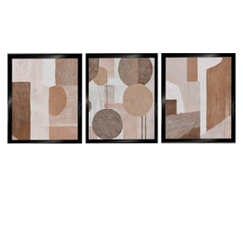 Set de 3 Cuadros Decorativos 55 X 45 Cm Con Marco Abstractos Modernos Bohemio Elegante Arte Minimalista Moderno Decoración de Pared para Sala o Estudi