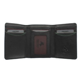 Visconti Augusta Collection Pinehurst Leather Tri Fold Wallet RFID Blocking AG16 Black