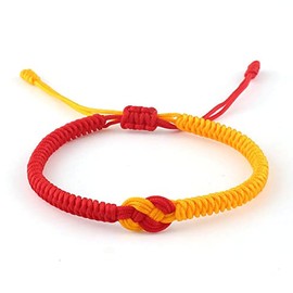 QUPENGXU Red-Yellow Mix Lucky Bracelet Handmade Woven Thread String Bracelet for Men Women (Red+Yellow)