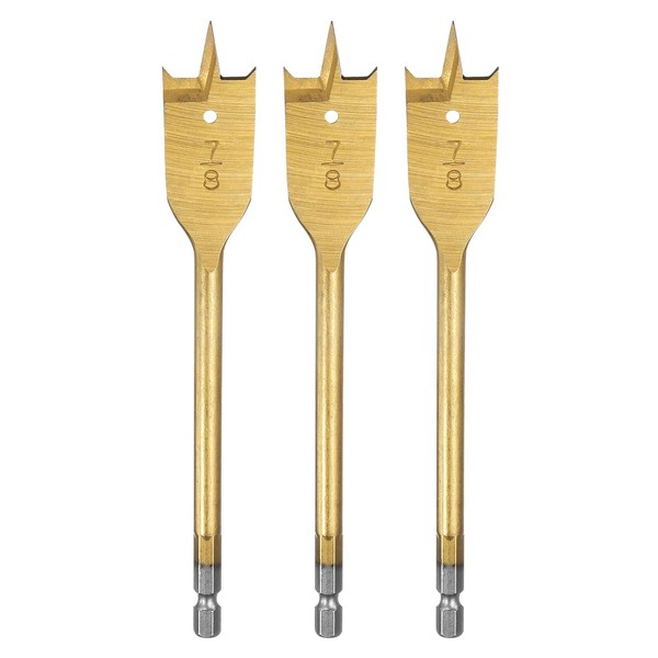 HARFINGTON 3Pcs Spade Drill Bit 7/8" Paddle Flat Bits Wood