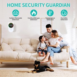 Natural Gas Leak Detector & Carbon Monoxide Detectors - 4-in-1 Plug in Carbon Monoxide Detectors Natural, Propane, Co & Gas Detector, Temperature & Humidity Detectors