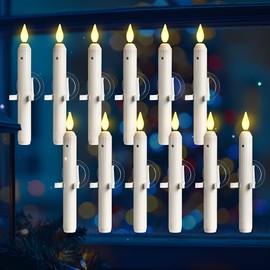 Yungyan 12 Sets Christmas Window Candles with Dusk to Dawn, Classic Style