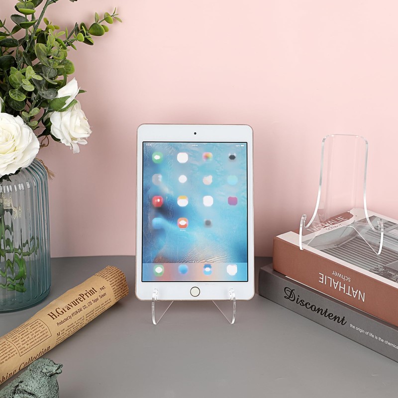 Hipiwe 3 Pack Clear Easel Display Stand Acrylic Plate Stand