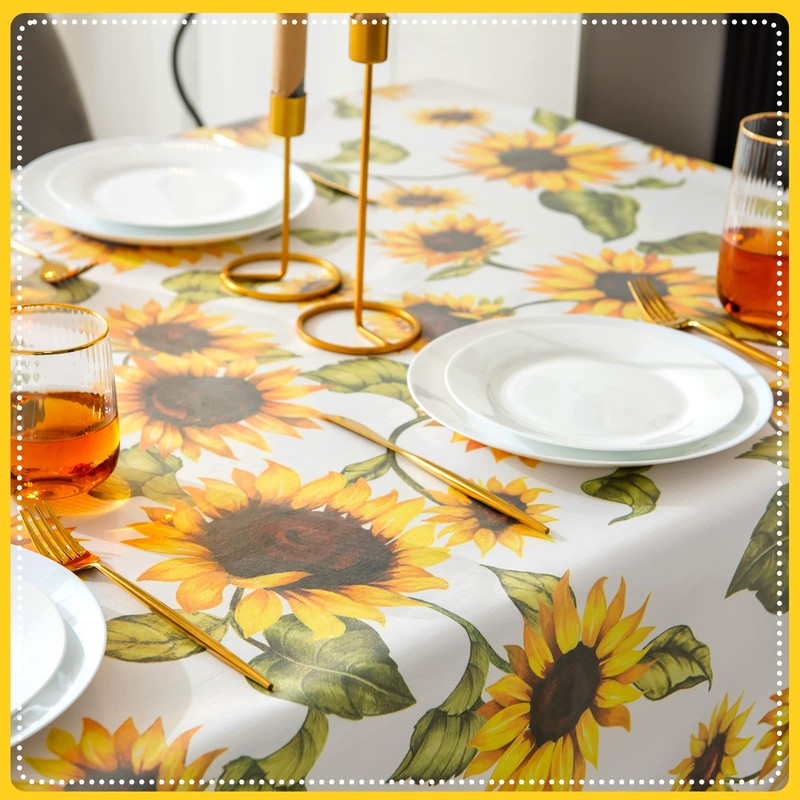 FHDUSRYO Flower Tablecloth, Classic Floral Table Cloth, Polyester Water Resistant