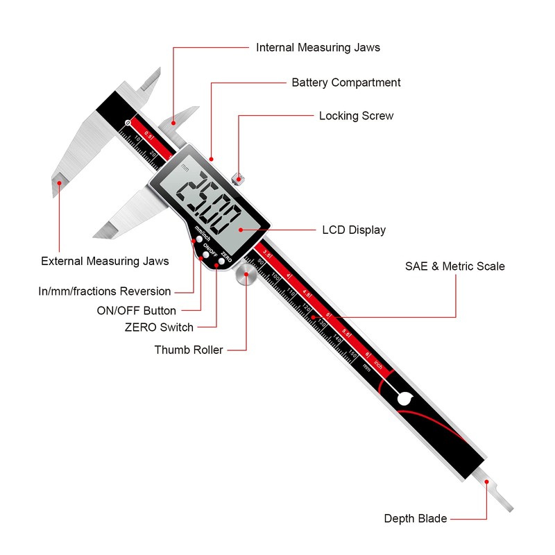 Digital Caliper Electronic Caliper Measuring Tool Precision Digital Vernier Caliper