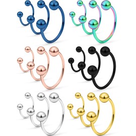SCERRING 18PCS 20G Stainless Steel Nose Horseshoe Hoop Rings Eyebrow Lip Ear Tragus Septum Piercing Hanger Retainer 6mm 8mm 10mm Mix Color