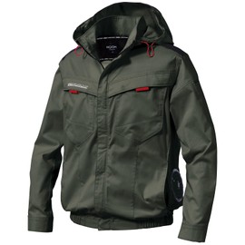 Musashino Uniform V2512 V2512 Murakami Jacket, Side Fan, Long Sleeve Hood Jacket, Comfortable Wear, Air Conditioned Work Clothes, Full Harness Compatible, 38-khaki, M