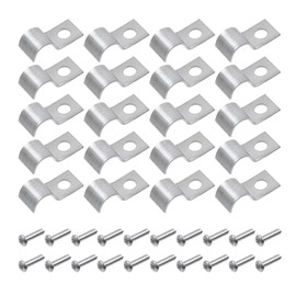 T Tulead 20 Pcs 3/8" Single Line Clamp, 304 Stainless Steel Rigid Pipe Strap with Mounting Screws, Pipe Strap for Brakes, Fuel Lines, Pipes