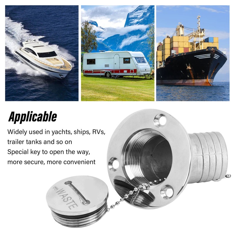 Boat Deck Filler with Key Cap Marine Stainless Steel Hardware