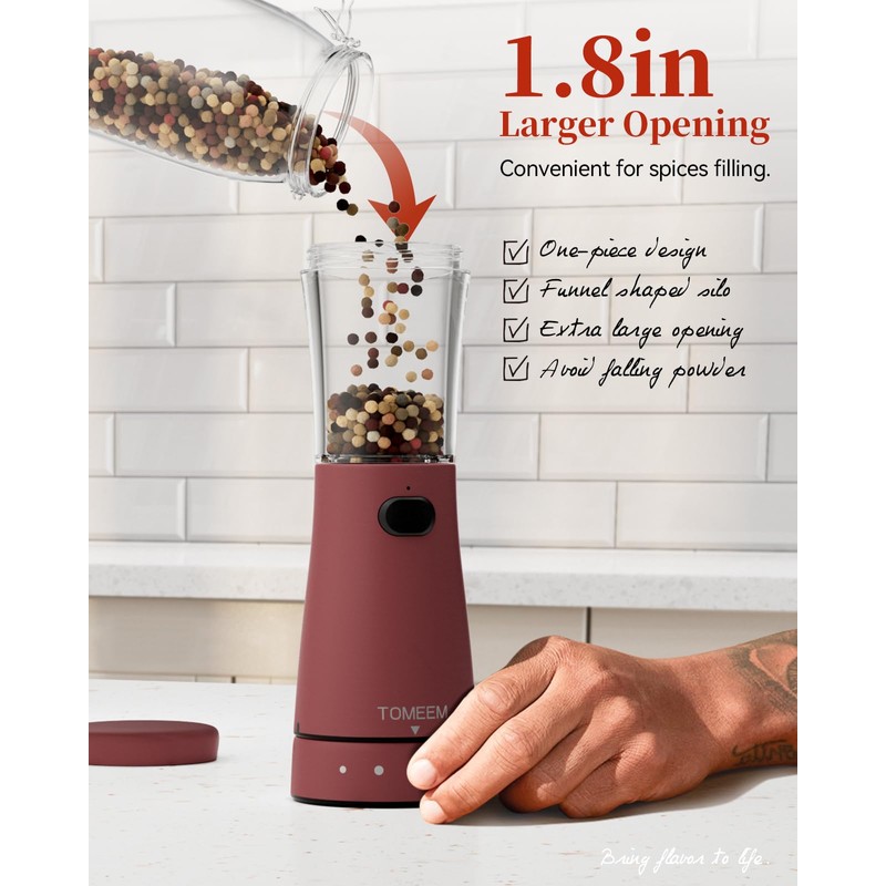 Electric Salt and Pepper Grinder Set with Storage Base, Stainless