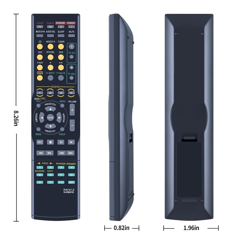 PZL RAV312 WJ40940 Replacement Remote Control for Yamaha AV Receiver