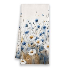 Xmsaitar Rustic Wildflower Kitchen Towels, Farmhouse Vintage Floral Hand Towels for Bathroom, Fall Flower Tea Dish Towels Decor for Kitchen Home Dorm Girly Room 16x24in