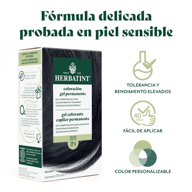 Herbatint Coloración Gel Permanente para Cabello 1N Negro - 170