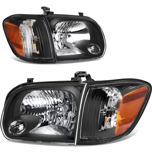 AUTOSAVER88 Headlight Assembly Compatible with 2005-2006 Tundra Double/Crew Cab 2005-2007 Sequoia Black Housing Clear Lens(Not suitable for Regular Cab and Assess Cab)