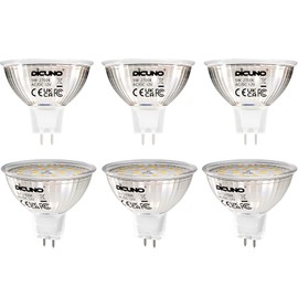 DiCUNO GU5.3 MR16 5W LED Bulb, GU 5.3 Non-Dimmable Spotlight, 50W Halogen Equivalent, 440LM, Warm White 2700K, AC/DC 12V, 120° Beam Angle, 6 Packs