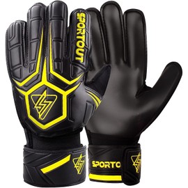SPORTOUT Goalkeeper Gloves, Football Gloves, Goalkeeper Gloves with Fingersave, Goalie Gloves, Breathable Football Goalkeeping Gloves, 4mm Latex, for Kids Youth and Adult (Yellow, 5)