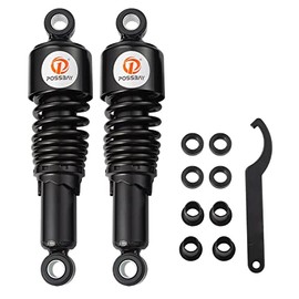 Possbay Motorcycle Shock Motorcycle Rear Shock 10.5"/267mm Universal Rear Suspension 1Pair Black