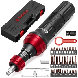 SUERCUP 10-60In.lb 1/4" Torque Screwdriver 36 PCS Set with T-bar, Hex, Torx, and Phillips S2 Bits,Torque Wrench Screwdriver for Scope and Car, Bike Mounting and Home DIY