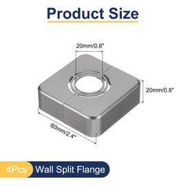 sourcing map 4pcs Shower Arm Flange 60mm/2.4" OD Escutcheon Plate ABS Square Plumbing Cover Plates for 20mm/0.8" Dia Water Pipe Faucet Decoration Accessories, Grey