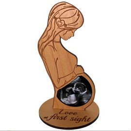 houhil,Modern Wood Sonogram Picture Frame: Art Deco Ultrasound Photo Album for Quality Gifting. Showcase your precious moments elegantly.