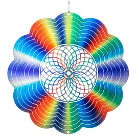 CIM Rainbow Wind Chime Stainless Steel Smooth Spinning Wind Mobile with Brilliant Colours, Includes Hanging Bracket, Attractive Window and Garden Decoration