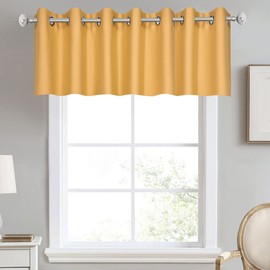 DECOVSUN Cenefa amarilla para cocina, opaca con aislamiento térmico de 100 x 18 pulgadas, cortinas cortas con ojales para dormitorio/sala de estar, 1 panel