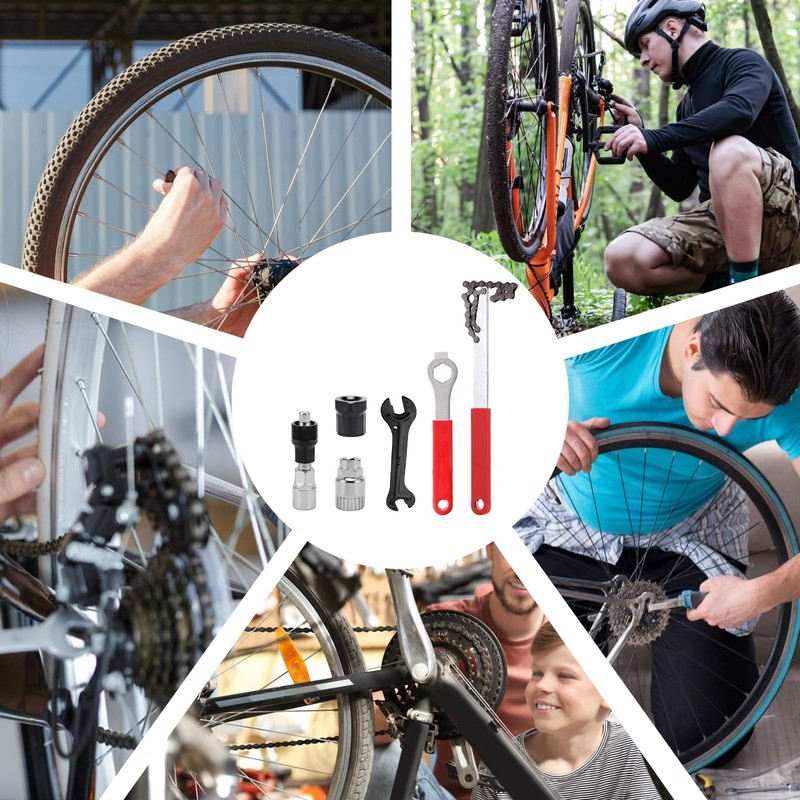 NEUSID 6Pcs Bike Chain Removal Tool Kit, Bicycle Crank Extractor