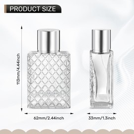 DynnnDy 6 Pcs 100ml/3.4oz Glass Perfume Spray Bottles with Silver Lid Empty Square Fine Mist Sprayer Refillable Atomizer Pump Bottle for Water Alcohol Toner Essential Oils,2 Pipettes,2 Funnels