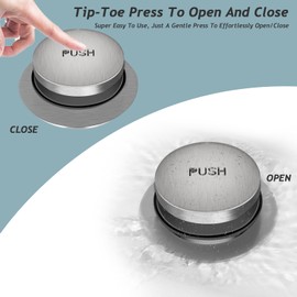 HeiLuon Tip-Toe Bathtub Drain Kit with Two-Hole Overflow Plate, Premium Quality Bath Tub Drain Replacement, Universal Fine/Coarse Thread Bathtub Stopper (Brushed Nickel)