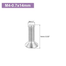 sourcing map 30 Pcs M4-0.7x14 Machine Screws Phillips Pan Cross Head Screws Fasteners Bolts Stainless Steel Silver for Wall Socket, House Repairs
